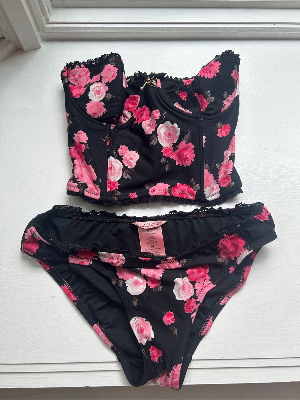 VINTAGE JUICY COUTURE floral Bustier bathing suit set